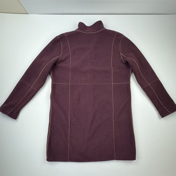 Susan Graver Reversible Fleece Coat Jacket Large Purple Tan Button Front Pockets - Picture 3 of 9